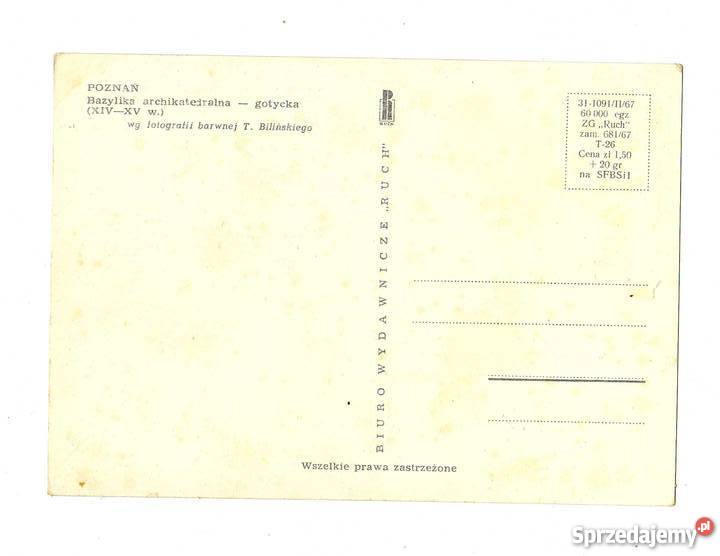 POZNAŃ BAZYLIKA ARCHIKATEDRALNA POCZTÓWKA Krynki