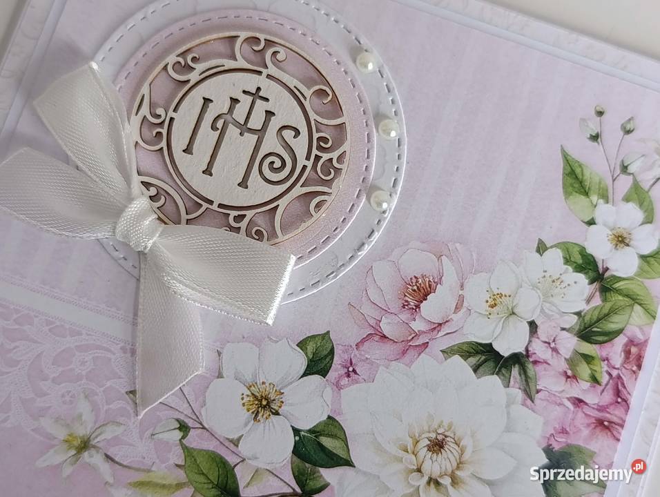 Kartka ręcznie robiona na Komunię Świętą kwiaty Łódź sprzedam