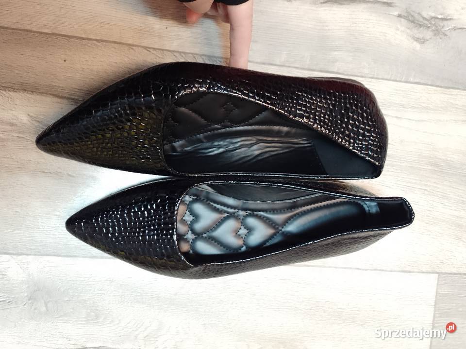 4243 Ekskluzywne Czarne baleriny wieczorowe NOWE Balerinki Kraków