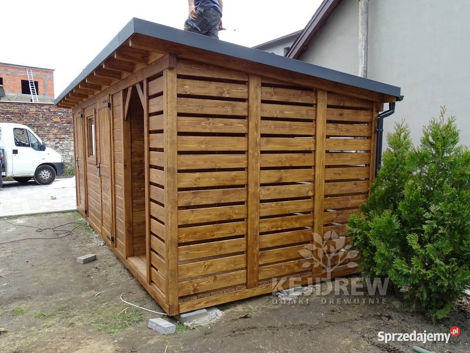 Nowoczesny domek narzędziowy z drewutnią Piła Pierwsza