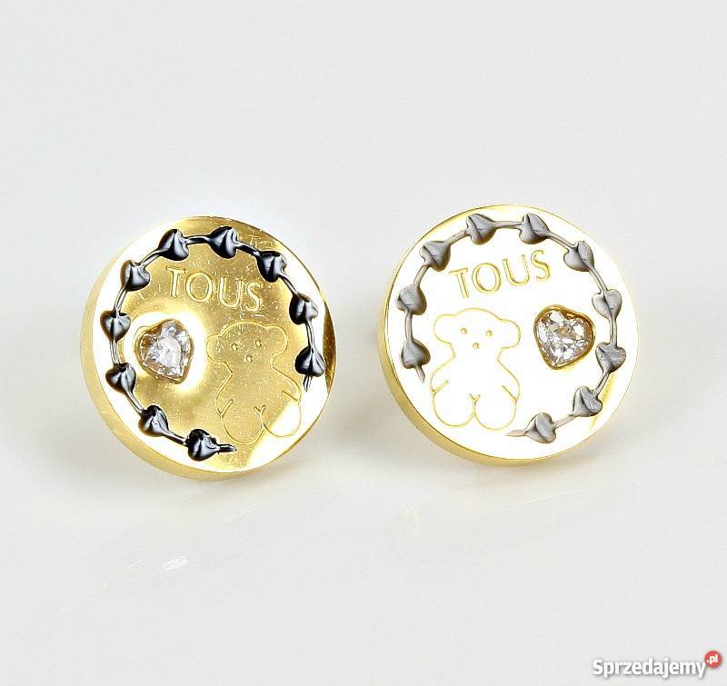 Złote Kolczyki Tous Cyrkonie Nowość dolnośląskie Wrocław