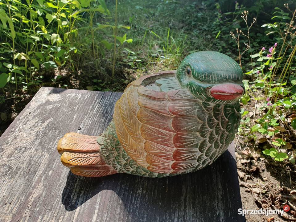 Duża drewniana figurka ptaka Myszków sprzedam