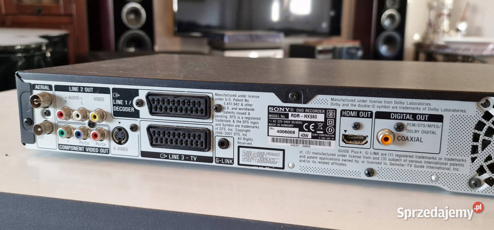 SONY CD RDR hx 980 Nagrywarka DVD HDD odtwarzacz wielkopolskie Międzychód