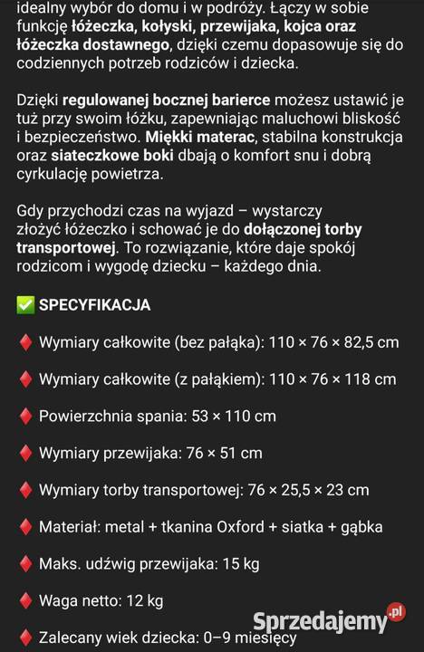 Łóżeczko turystyczne dziecka mazowieckie Siedlce