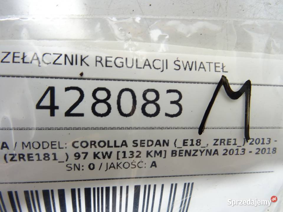 PRZEŁĄCZNIK REGULACJI ŚWIATEŁ TOYOTA COROLLA E18 podkarpackie sprzedam