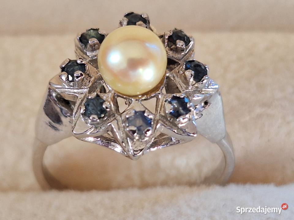 Pierścionek srebrny z perłą p835 elegancki Biżuteria Gdańsk