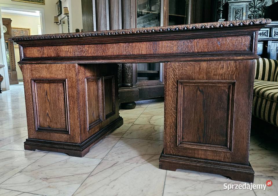 Dębowe biurko neorenesansowe z końca XIX wieku Szczecin