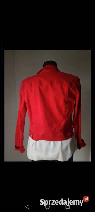 Kurtka dżinsowa czerwona zapinana na guziki