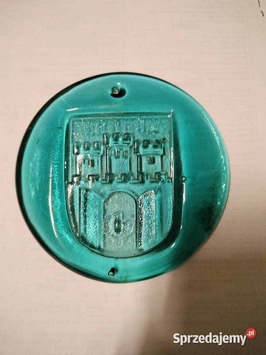 Turkusowa szklana plakieta Kraków Porcelana i szkło zachodniopomorskie