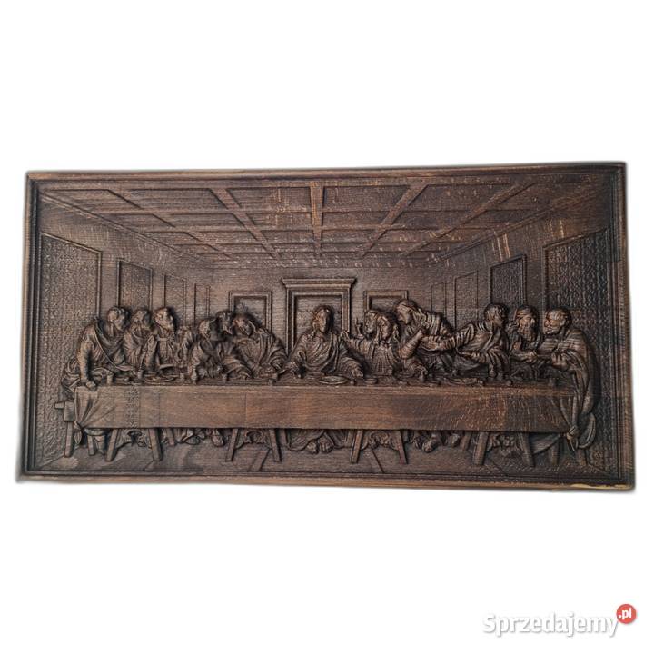 Ostatnia Wieczerza drewniana płaskorzeźba zachodniopomorskie Malechowo