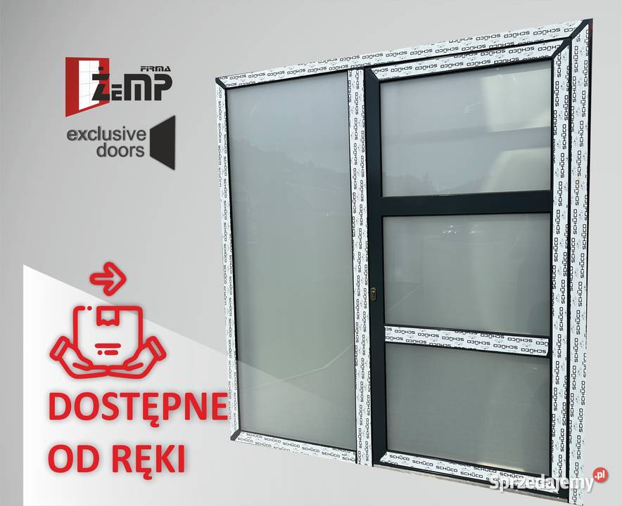 Aluminiowe drzwi RAL 7016 GOTOWE DO WYSYŁKI Drzwi zewnętrzne