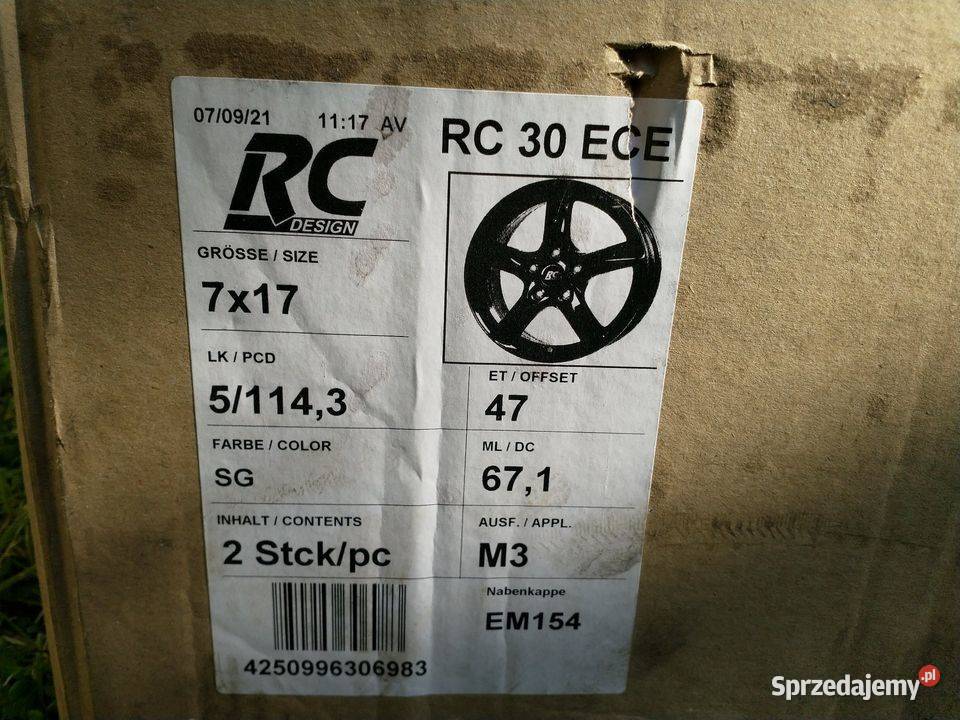 Nowy komplet felg RC Design 30 czarne 5x1143 R17