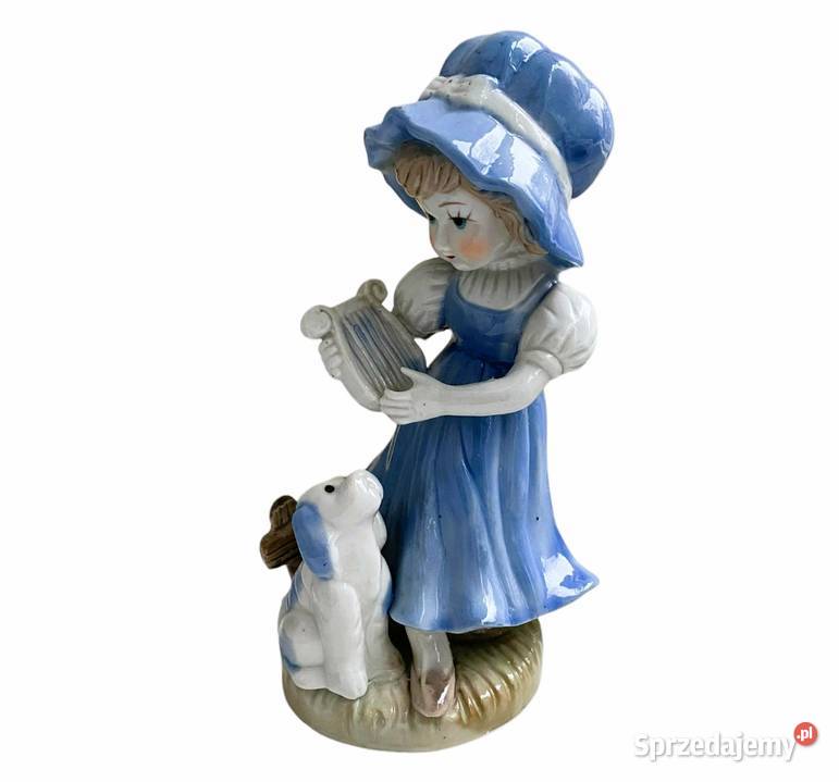 Figurka porcelanowa dziewczynka z harfą i psem mazowieckie Warszawa