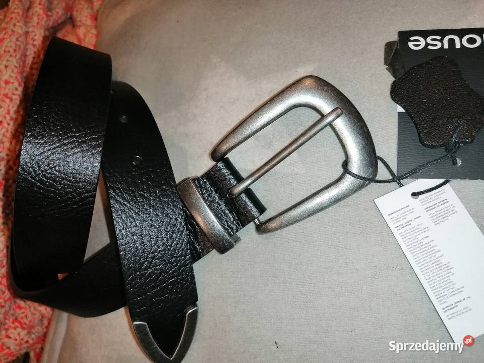 Nowy z metką SKÓRZANY pasek Z metalowymi Leszno