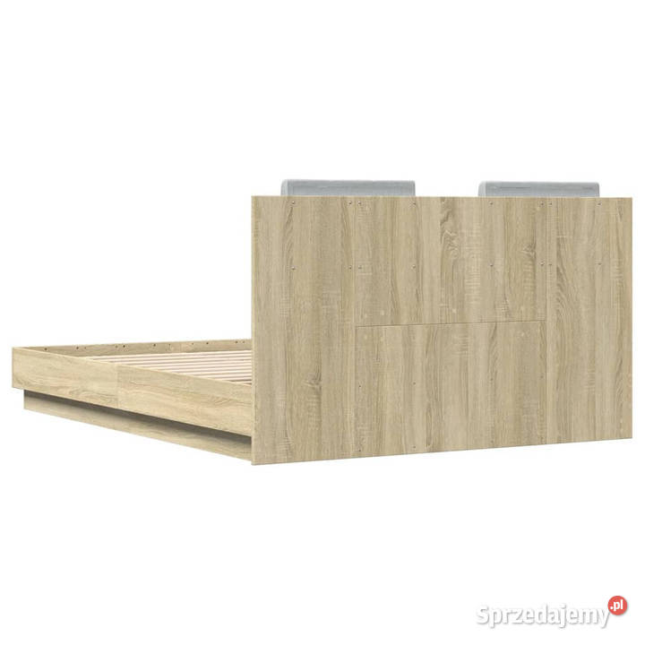 Rama łóżka z wezgłowiem i LED dąb sonoma 140x190 Warszawa