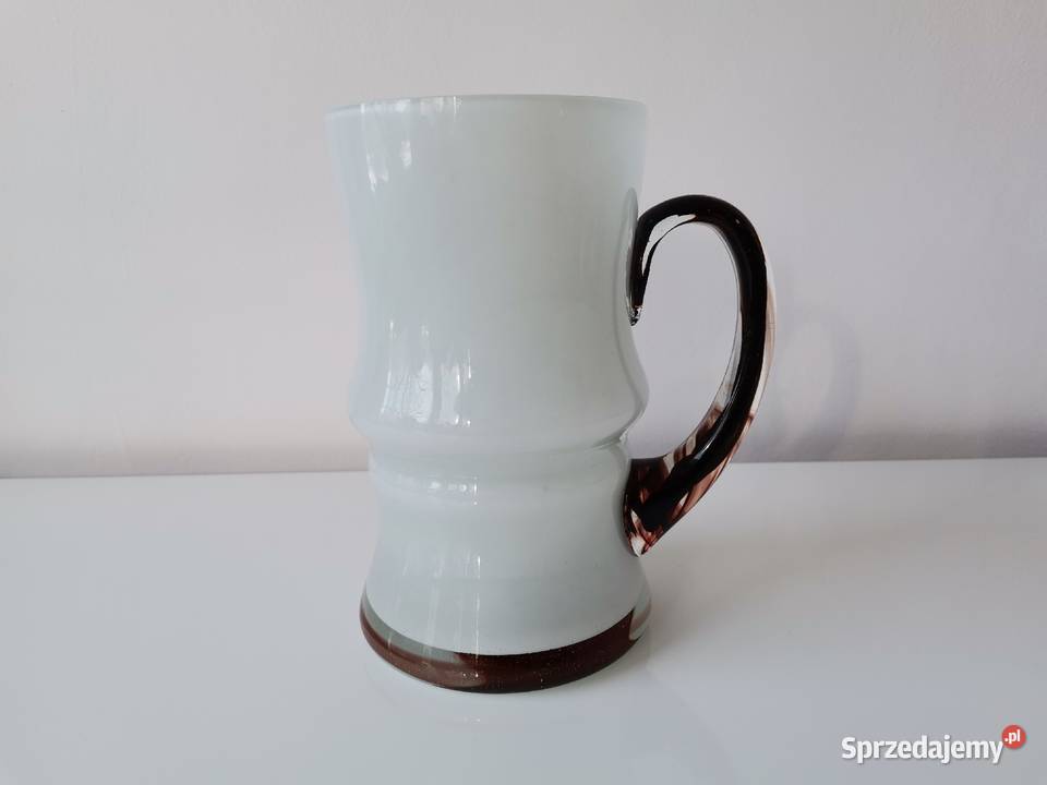 Stary duży kufel szkło design PRL