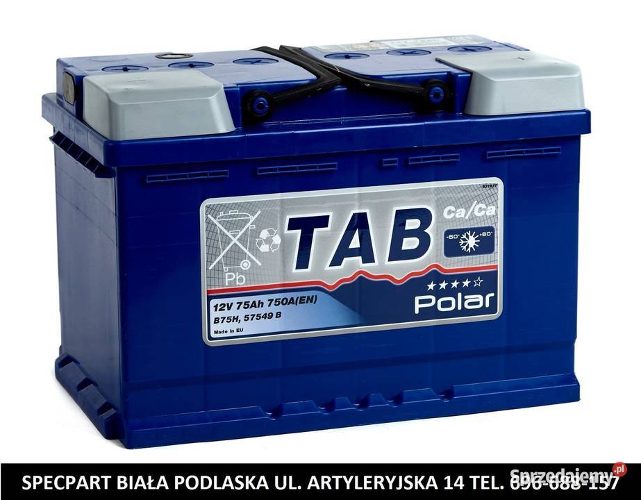Akumulator TAB POLAR BLUE 75Ah 750A wysoki lubelskie Biała Podlaska