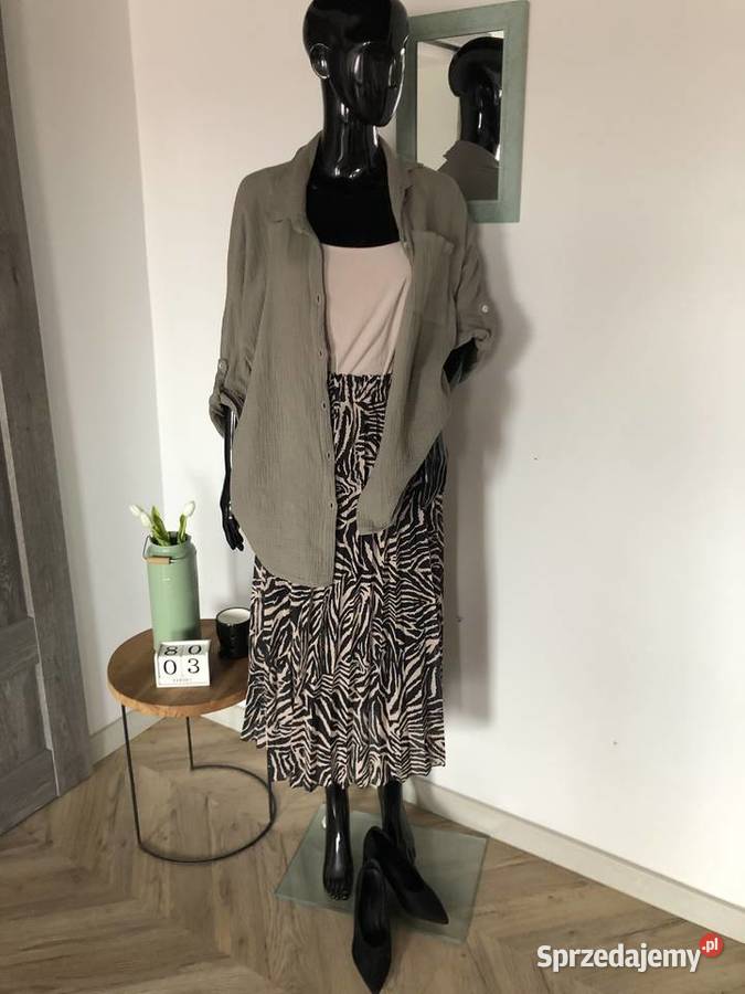 Spodnica dluga spodnica zebra bezowo czarna Moda i Styl Lubań