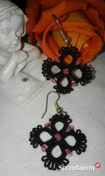 Kolczyki frywolitkowe małopolskie Wiśniowa