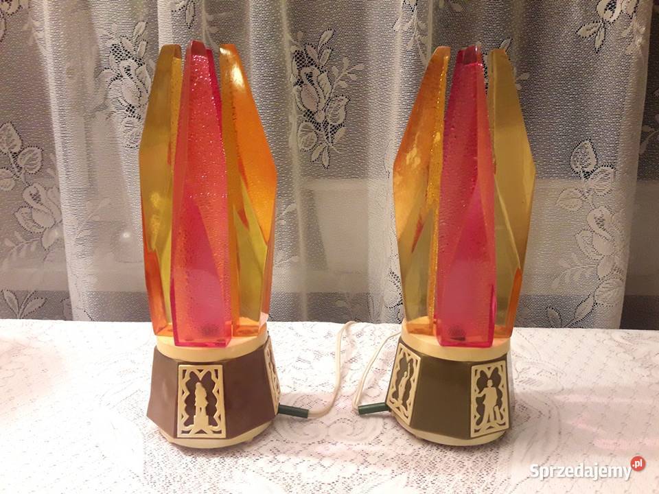 Lampki nocne kryształy stołowe lampy ozdobne PRL Piotrków Trybunalski