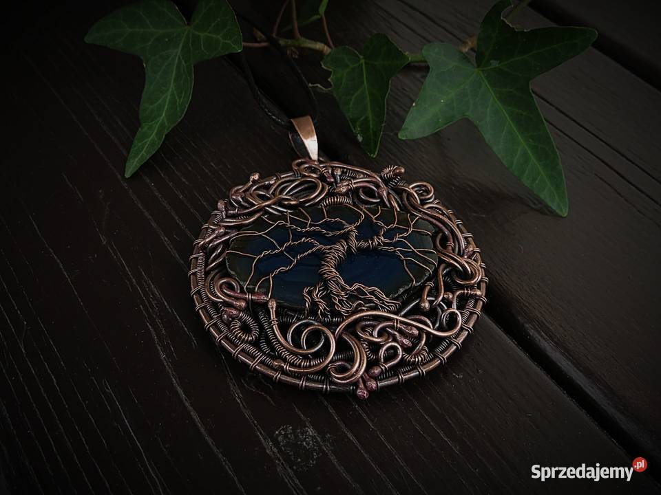 Medalion wisior drzewo życia agat rękodzieło Kraków