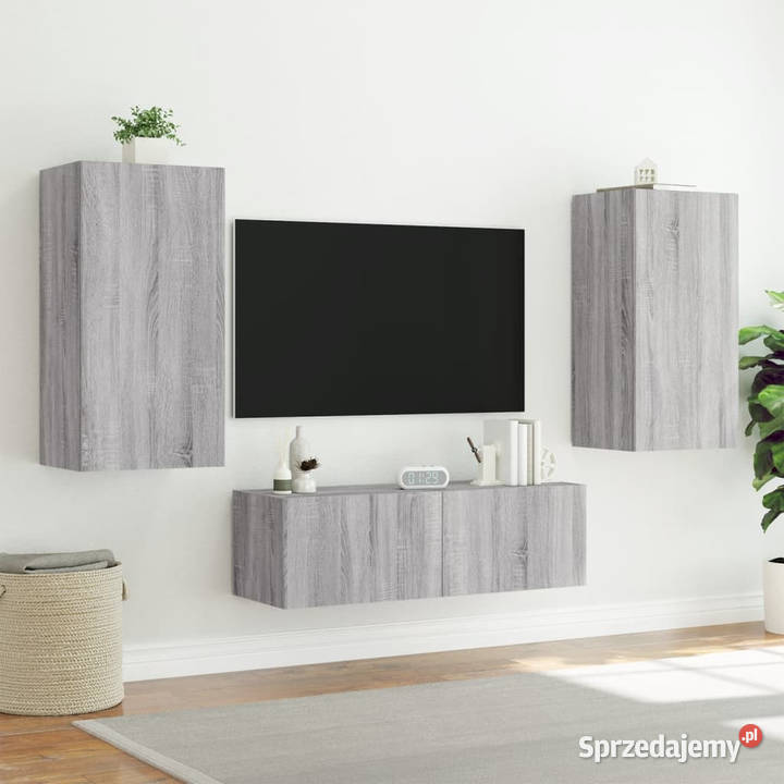 Ścienna szafka TV z LED szary dąb sonoma Warszawa