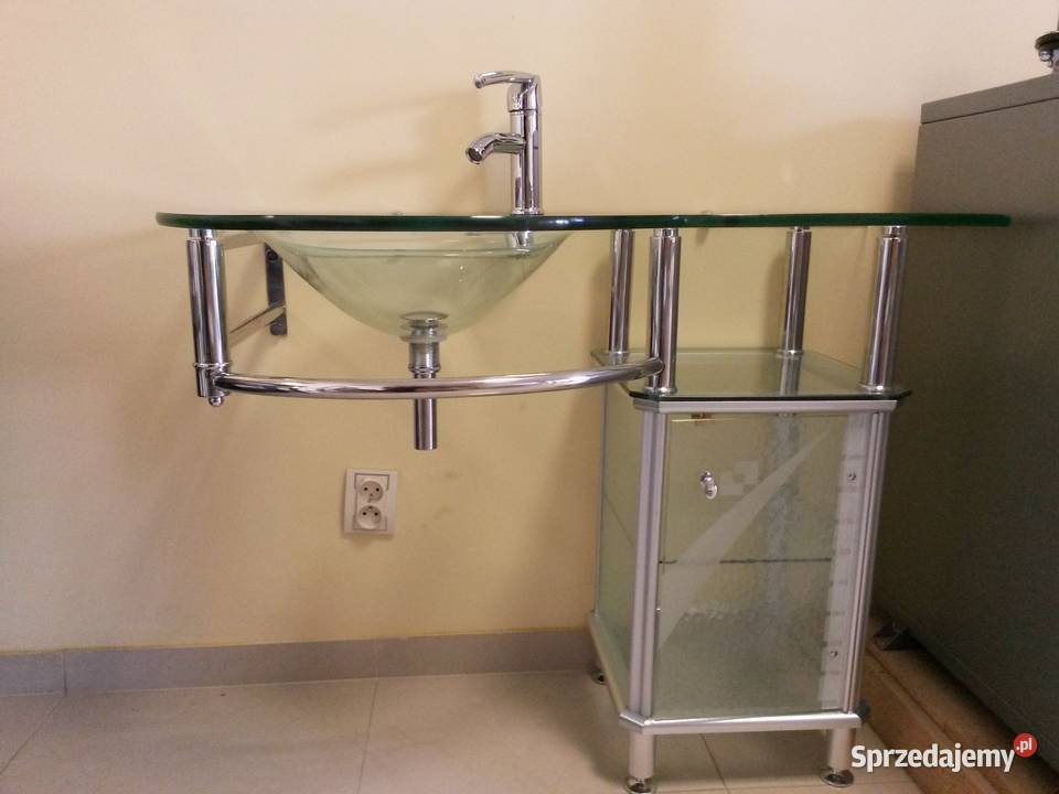 Szklana umywalka 6330 z baterią i szafką z Hydraulika i armatura Łódź