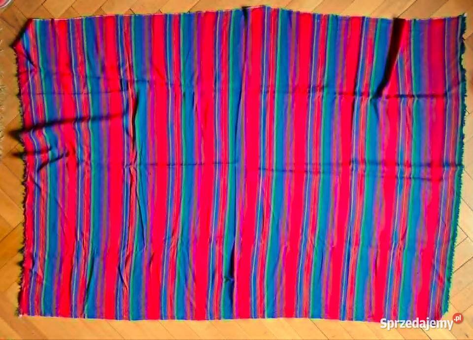 Piękny wełniany koc pled kilim narzuta folk