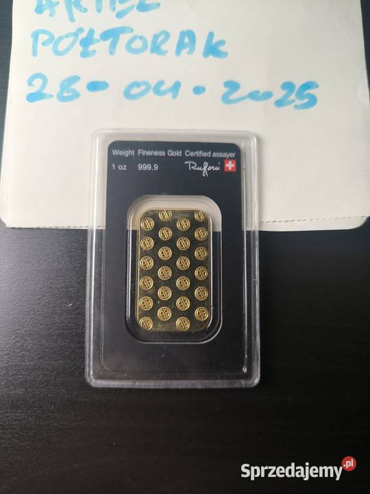 Sztabka Złota 1 uncja ARGORHERAEUS Antyki, Sztuka, Kolekcje dolnośląskie Oława