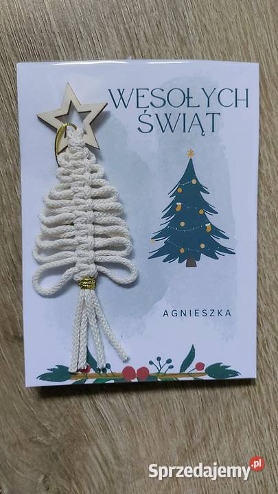 Drobny prezent na święta zawieszka na choinkę beżowy