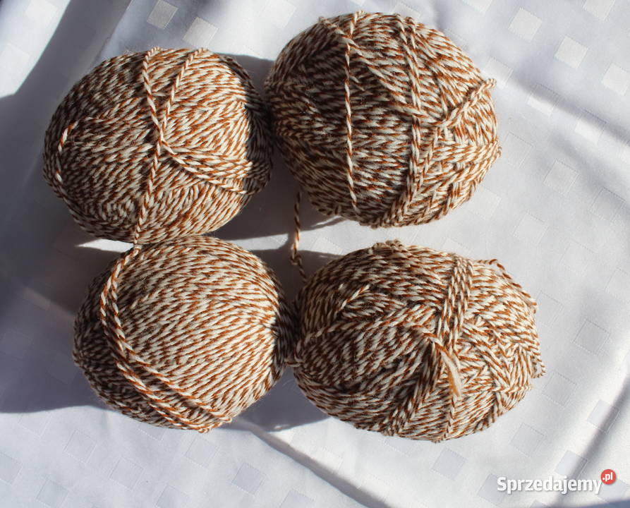 Włóczki Zestaw Dwukolorowy Brązowy Biały Druty śląskie Bielsko-Biała