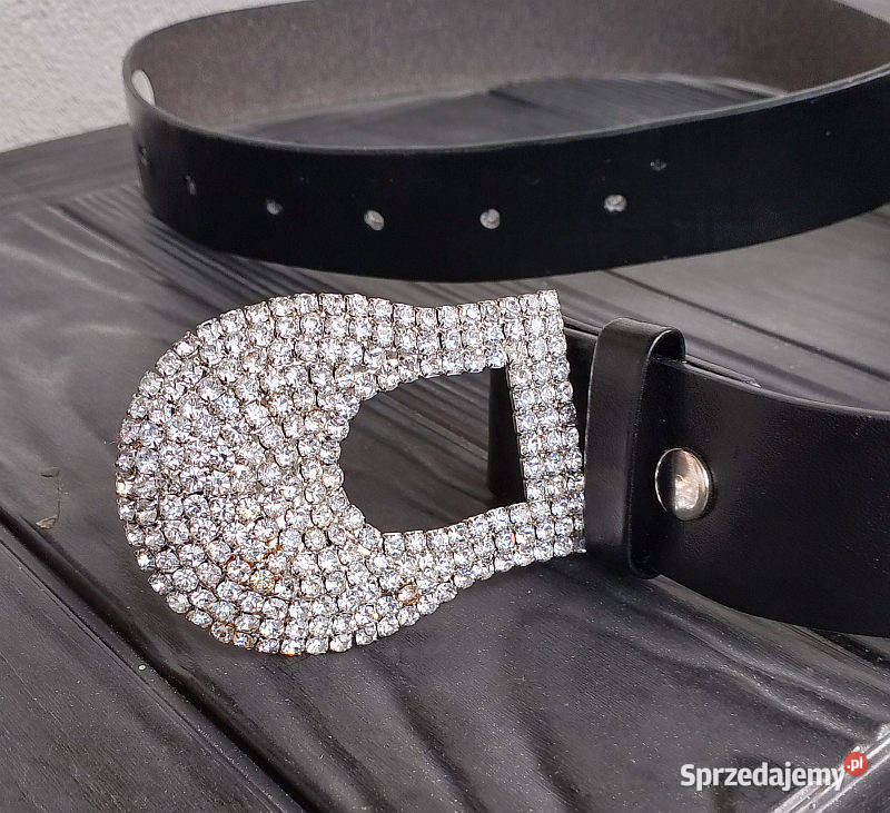 pasek damski czarny z przepiękną klamrą Suwałki