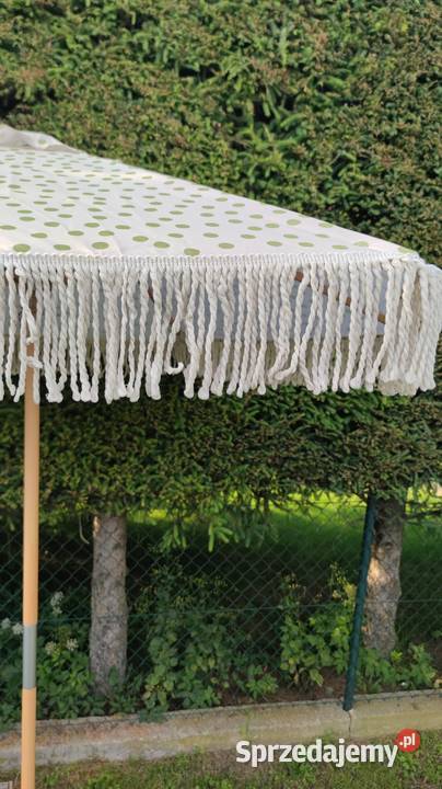 Parasol ogrodowy Boho beżowy w kropki dolnośląskie Jędrzychowice