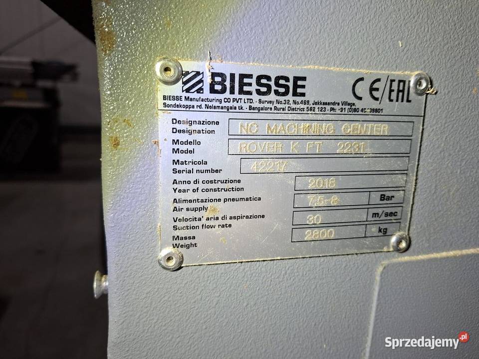 Zestaw BIESSE ROVER A FT 2231 Selco WNTR 6 V31 Warszawa
