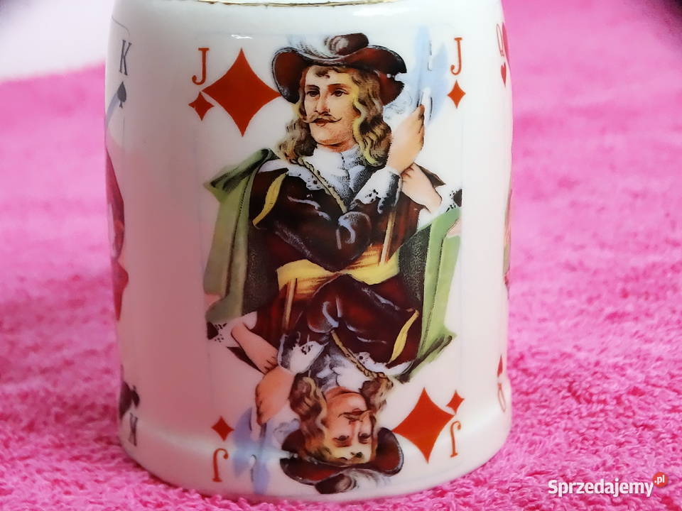 Ceramiczny kubek kufelek z motywem kart do gry Biłgoraj
