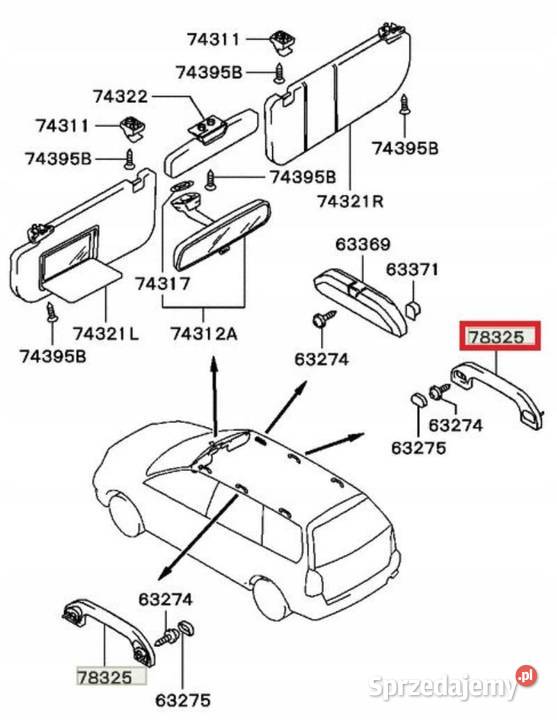 RĄCZKA UCHWYT PODSUFITKI MITSUBISHI LANCER 0407 osobowe lubelskie