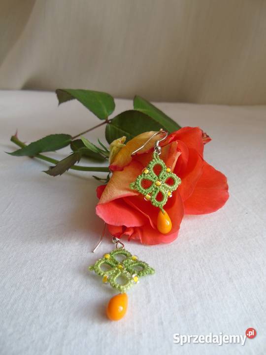 Kolczyki frywolitkowe różne wzory i kolory Wiśniowa