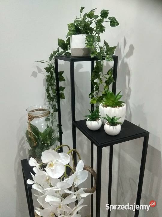 STOJAK na kwiaty KWIETNIK metalowy czarny loft 150cm Gdańsk