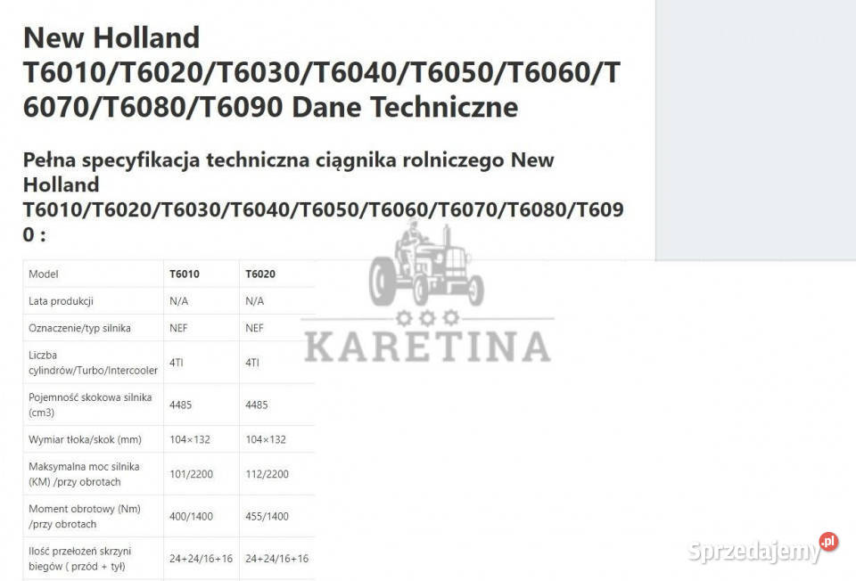 Holland T6020 CZĘŚCI MECHANICZNE Zwolnica Jastrzębniki