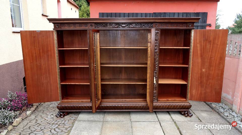 Unikatowa Neorenesansowa Dębowa Biblioteka 1920 Meble Ziębice sprzedam