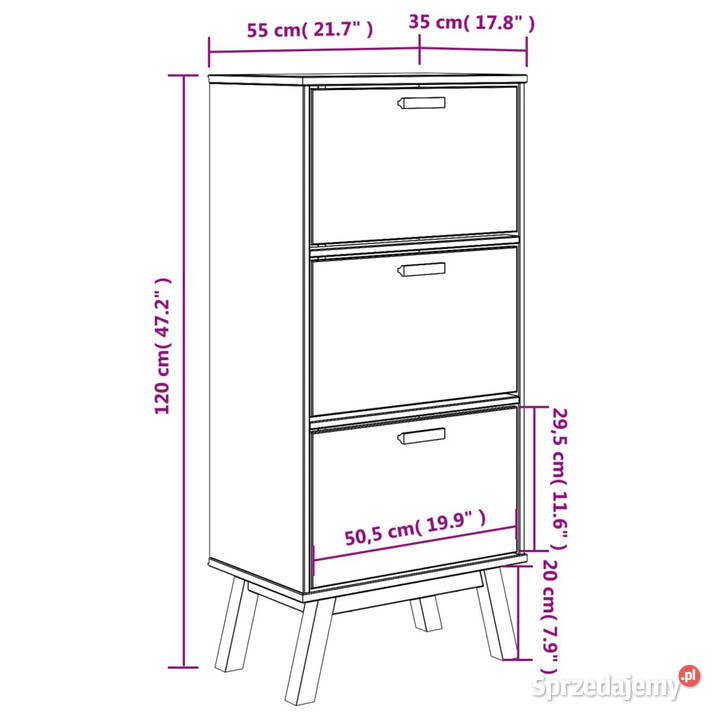 Szafka na buty OLDEN szarobrązowa 55x35x120 mazowieckie Warszawa