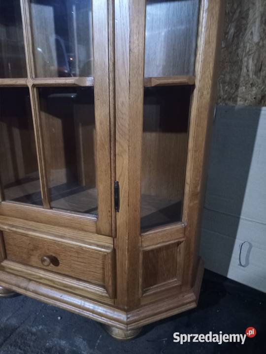 Witryna przeszklona z szufladą Dąb Kredensy i witryny śląskie Kozy