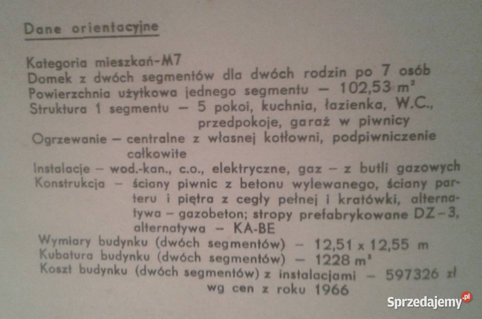 Projekt z lat 70 Dom jednorodzinny bliźniaczy