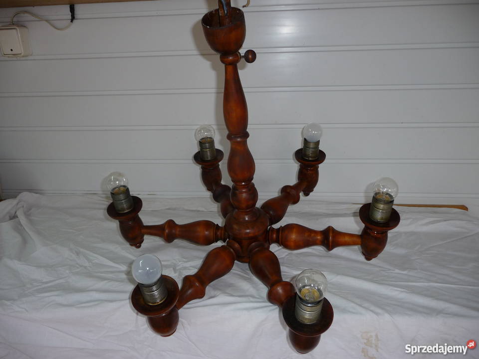 Żyrandol drewniany toczony ręcznie śląskie Skoczów