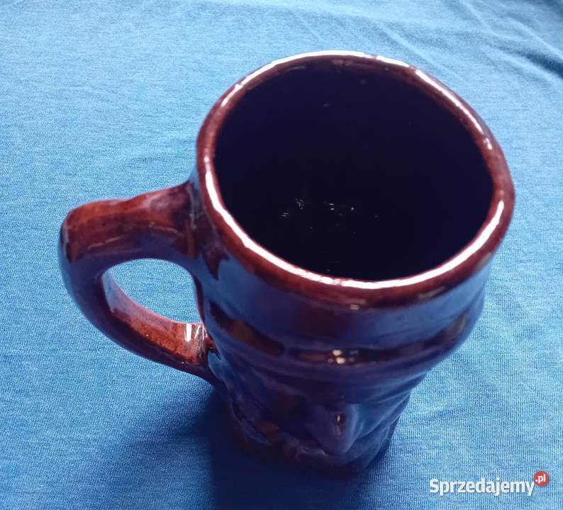 Ceramiczny kufel uformowany w kształcie głowy Koźminek sprzedam