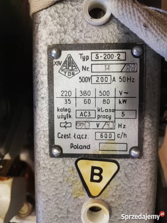 Stycznik S2002 Prąd ciągły 200 A Moc AC3 60 kW śląskie Dąbrowa Górnicza