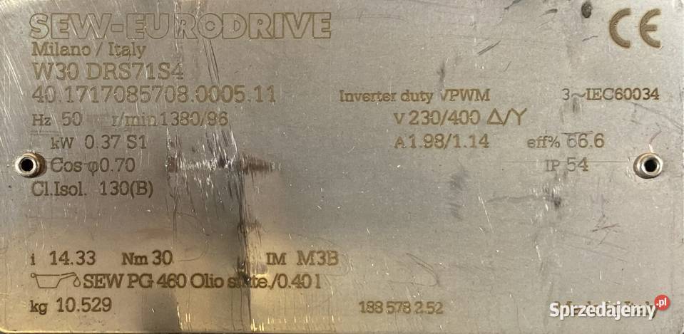 motoreduktor przekładnia 037kW 96obr 3fazowy SEW Pigża sprzedam