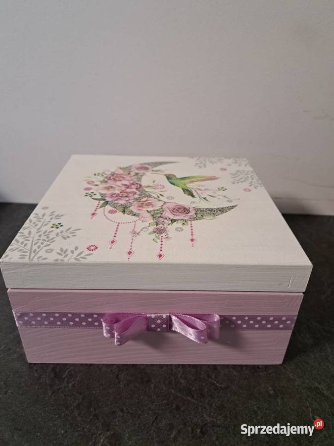 Szkatułka z księżycem kwiaty koliber handmade Kędzierzyn-Koźle sprzedam