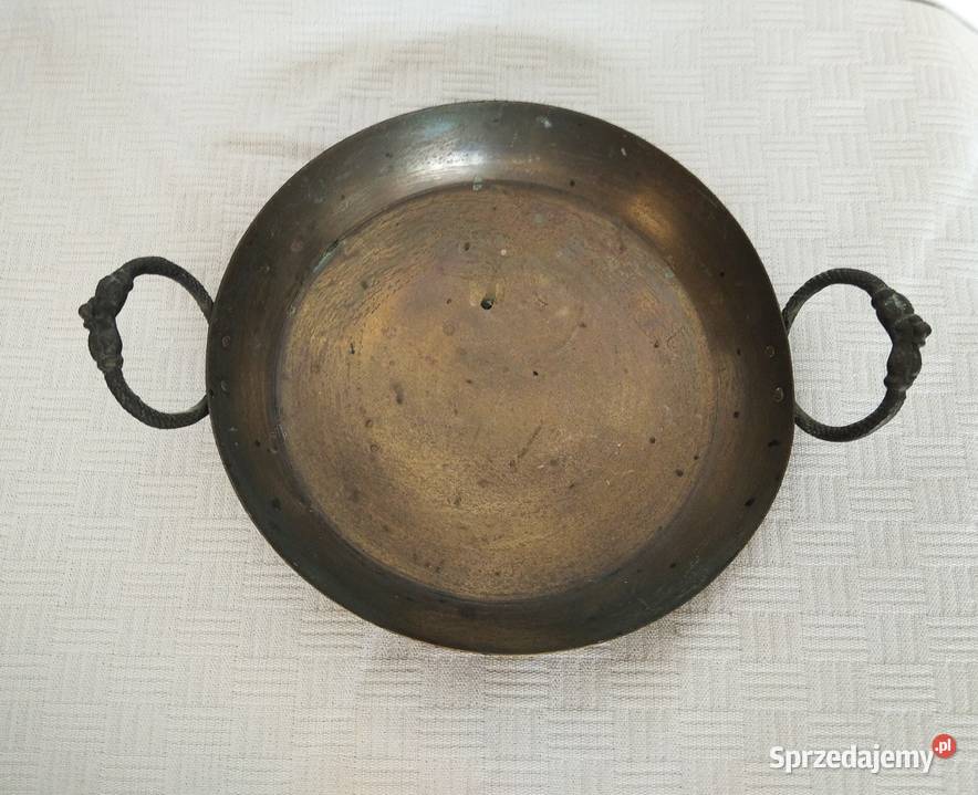 Stara mosiężna miedziana patera z dekoracyjnymi Gdańsk