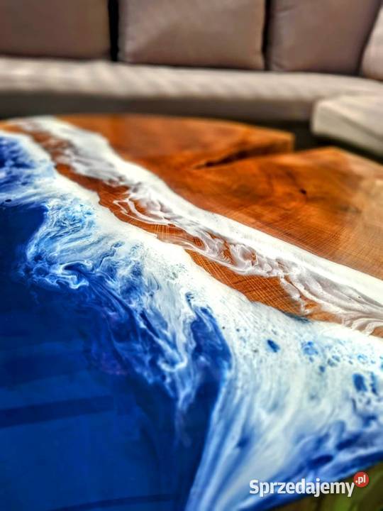 Stolik kawowy z żywicy epoksydowej i dębu efekt 7cm Starachowice